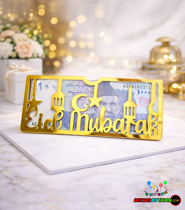 Premium Laser-Cut Acrylic Eidi Envelope And Traditional Islamic Art